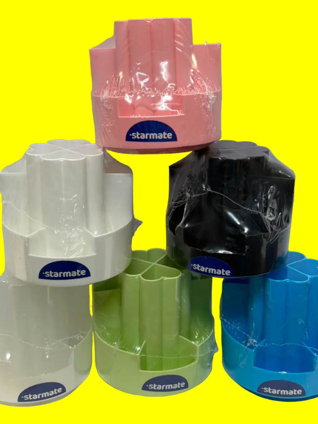 Pen Holder Plastic Cylindrical Assorted Colors